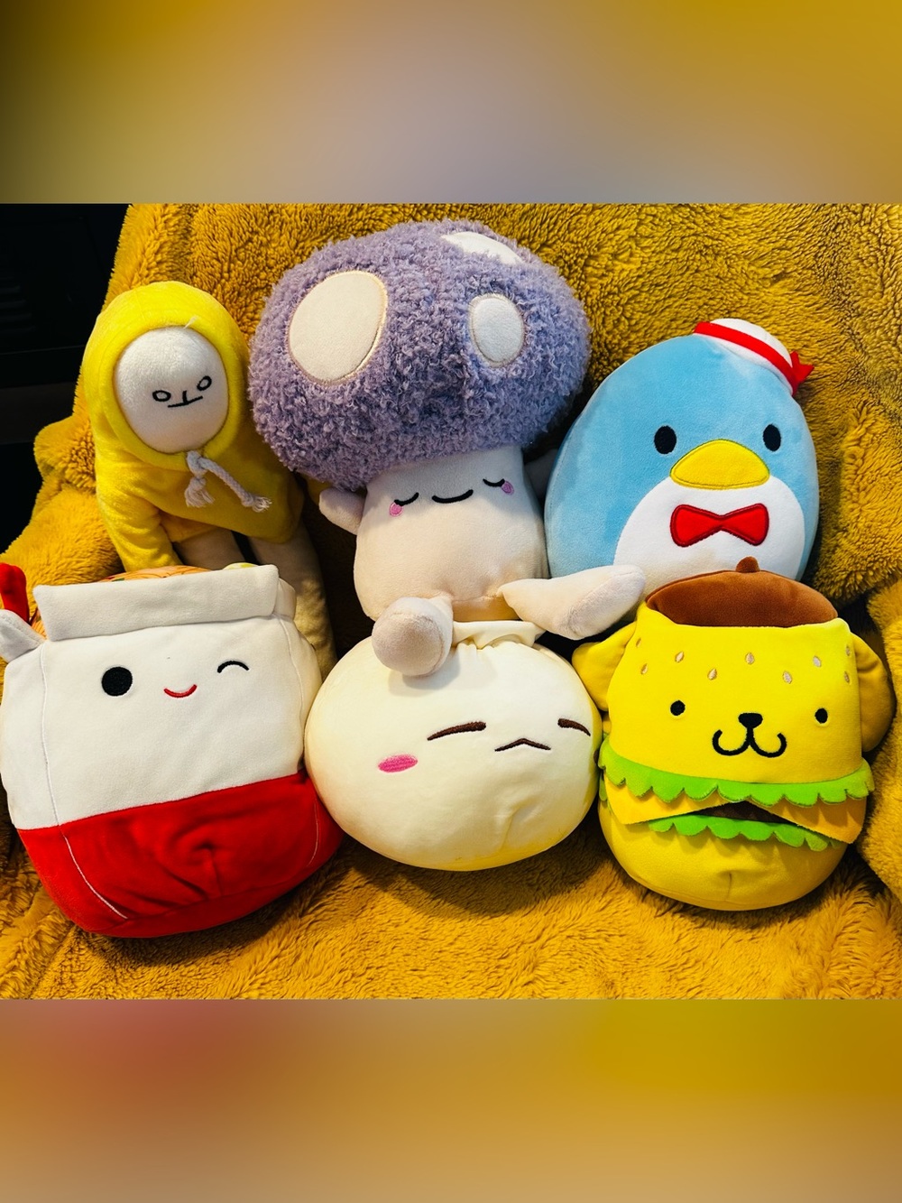 Squishmallows Mixed Character Plush Set - Purple, Yellow, Blue, Red, Cream